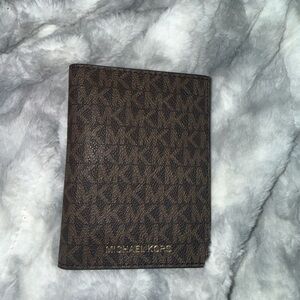 Michael Kors Brown Signature Monogram Card & Passport Sleeve